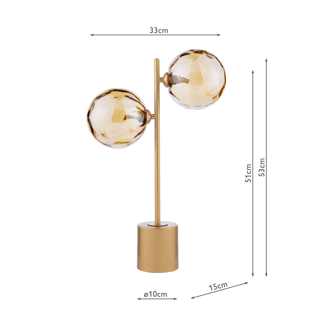 Dar Spiral 2 Light Table Lamp Matt Gold & Champagne Dimpled Glass from Amos Lighting + Home