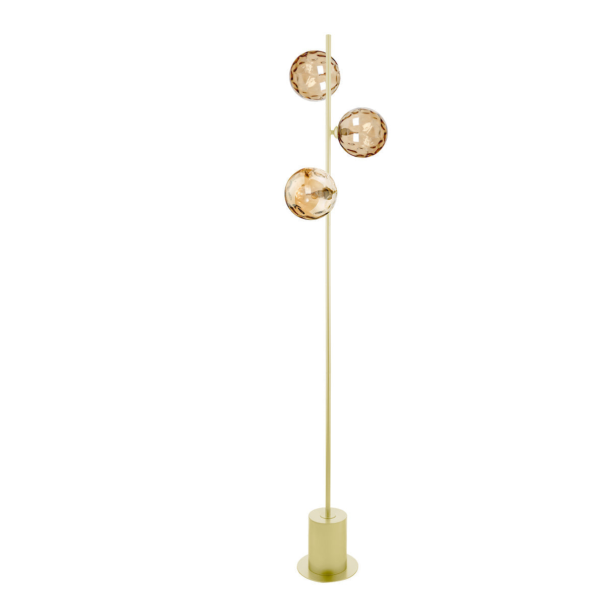 Dar Spiral 3 Light Floor Lamp Matt Gold & Champagne Dimpled Glass – from Amos Lighting + Home