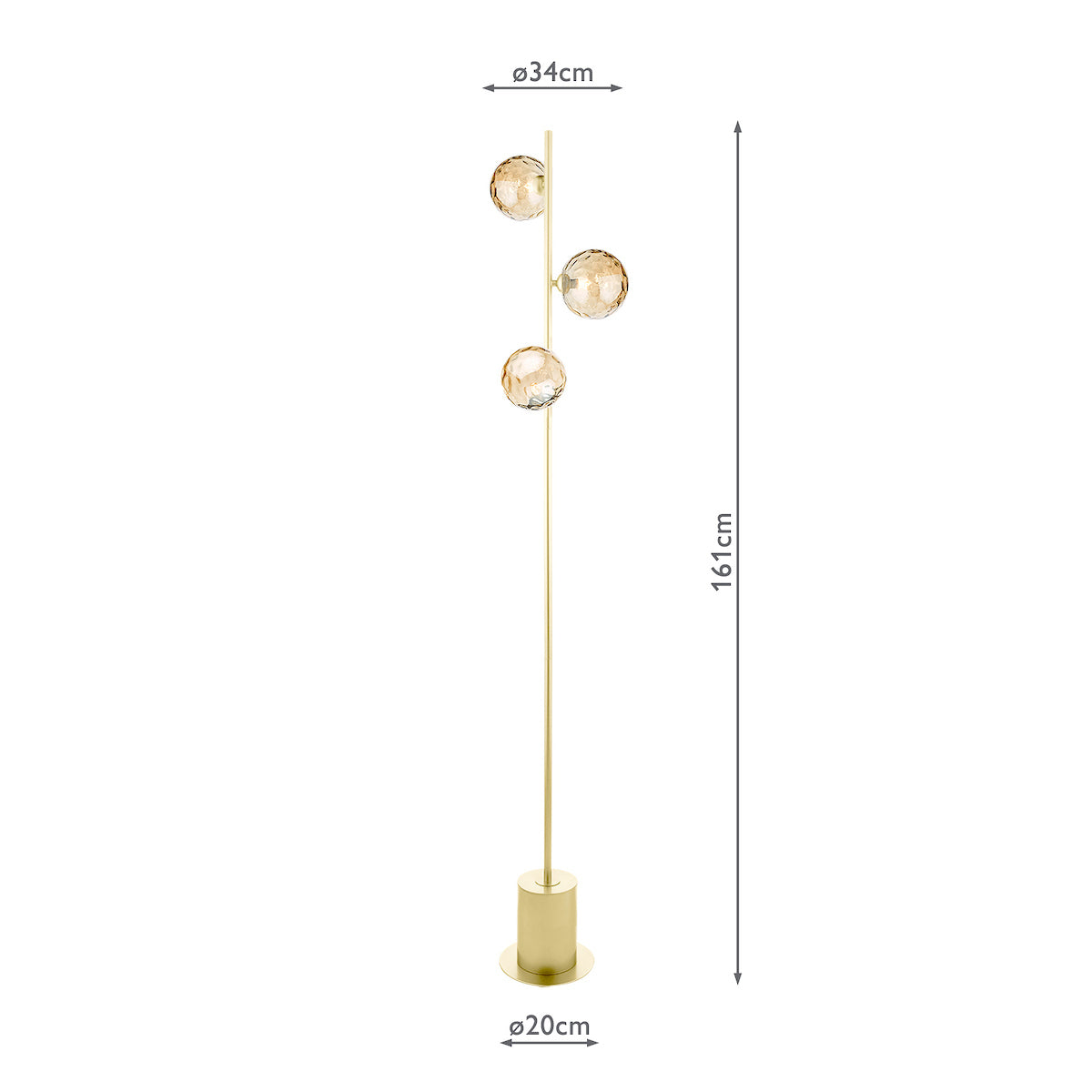 Dar Spiral 3 Light Floor Lamp Matt Gold & Champagne Dimpled Glass – from Amos Lighting + Home