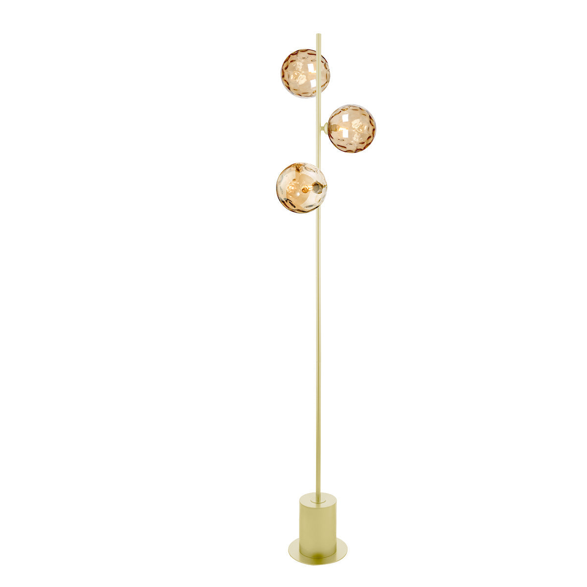 Dar Spiral 3 Light Floor Lamp Matt Gold & Champagne Dimpled Glass – from Amos Lighting + Home