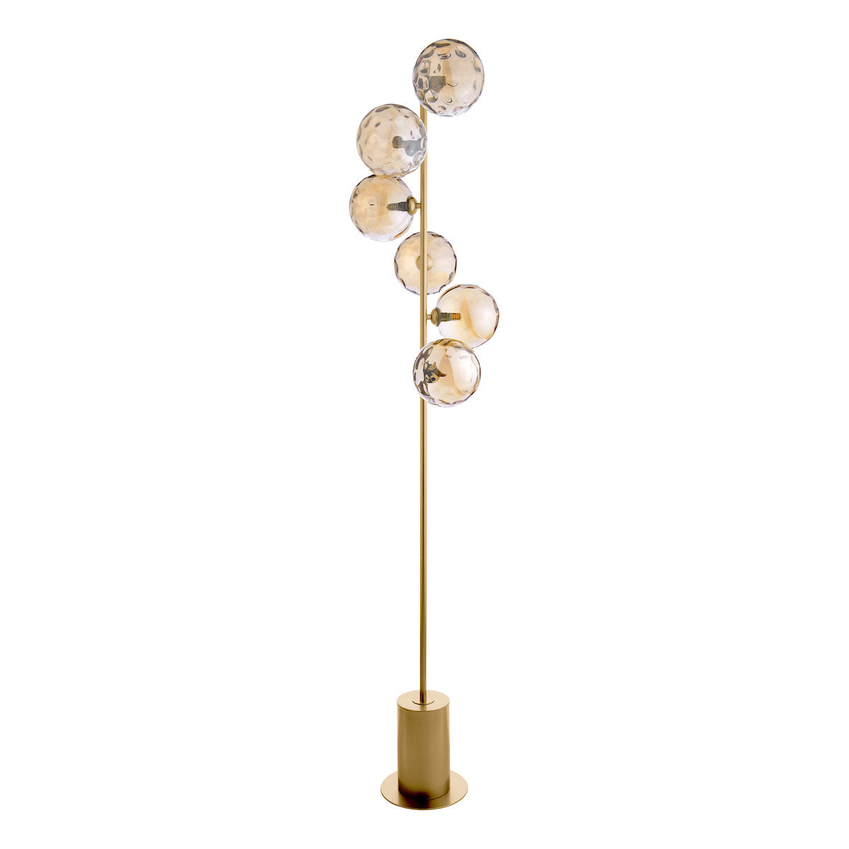 Dar Spiral 6 Light Floor Lamp Matt Gold & Champagne Dimpled Glass – from Amos Lighting + Home