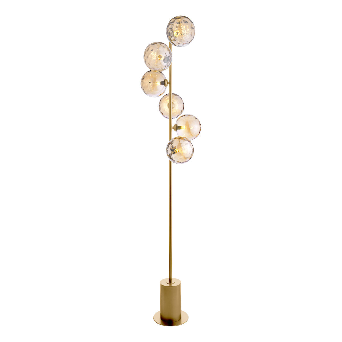 Dar Spiral 6 Light Floor Lamp Matt Gold & Champagne Dimpled Glass – from Amos Lighting + Home
