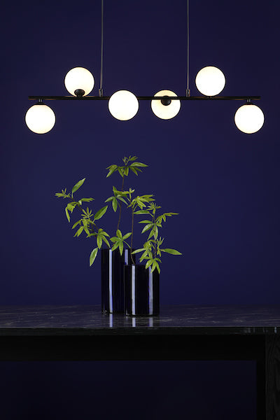 Dar Spiral Bar Pendant Black with Opal Shades – from Amos Lighting + Home
