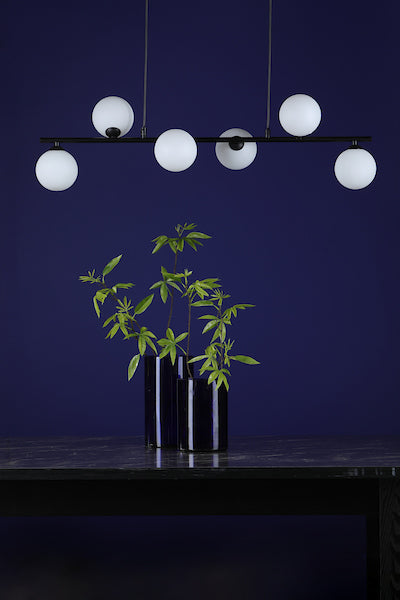 Dar Spiral Bar Pendant Black with Opal Shades – from Amos Lighting + Home