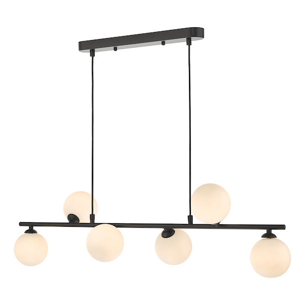 Dar Spiral Bar Pendant Black with Opal Shades – from Amos Lighting + Home