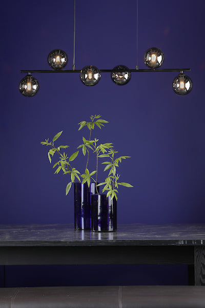Dar Spiral Bar Pendant Black with Smoked Shades – from Amos Lighting + Home