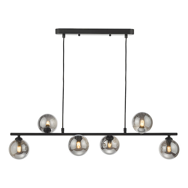 Dar Spiral Bar Pendant Black with Smoked Shades – from Amos Lighting + Home