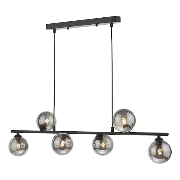 Dar Spiral Bar Pendant Black with Smoked Shades – from Amos Lighting + Home