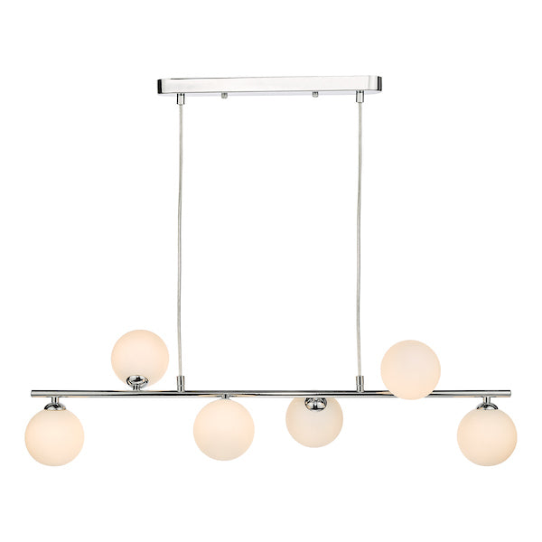 Dar Spiral Bar Pendant Polished Chrome with Opal Shades – from Amos Lighting + Home