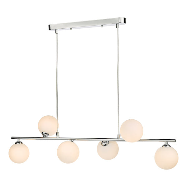 Dar Spiral Bar Pendant Polished Chrome with Opal Shades – from Amos Lighting + Home