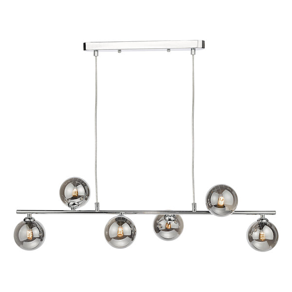 Dar Spiral Bar Pendant Polished Chrome with Smoked Shades – from Amos Lighting + Home