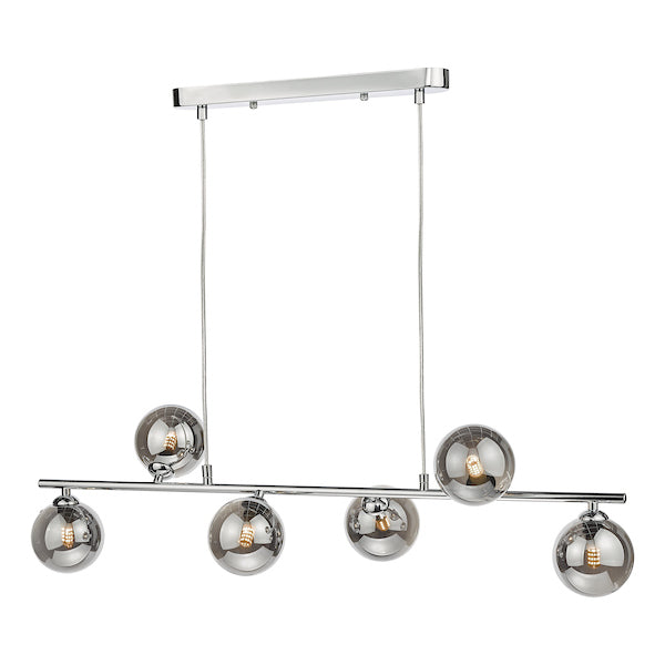 Dar Spiral Bar Pendant Polished Chrome with Smoked Shades – from Amos Lighting + Home