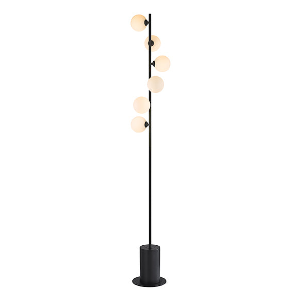 Dar Spiral Floor Lamp Black with Opal Shades – from Amos Lighting + Home
