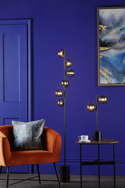 Dar Spiral Floor Lamp Black with Smoked Shades – from Amos Lighting + Home