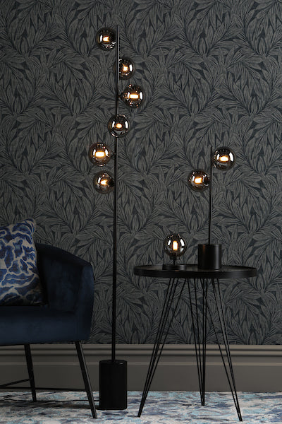 Dar Spiral Floor Lamp Black with Smoked Shades – from Amos Lighting + Home