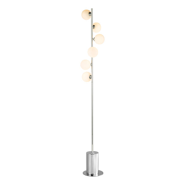 Dar Spiral Floor Lamp Polished Chrome with Opal Shades – from Amos Lighting + Home