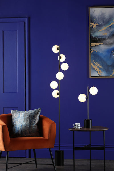 Dar Spiral Table Lamp Black with Opal Shades – from Amos Lighting + Home