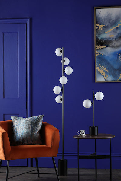 Dar Spiral Table Lamp Black with Opal Shades – from Amos Lighting + Home