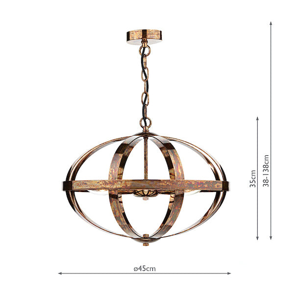 Dar Symbol 3 Light Pendant Petrol Copper – from Amos Lighting + Home