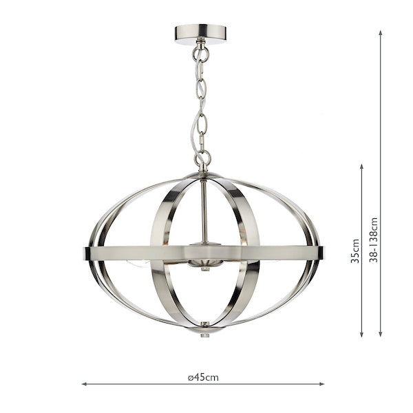 Dar Symbol 3 Light Pendant Satin Chrome – from Amos Lighting + Home