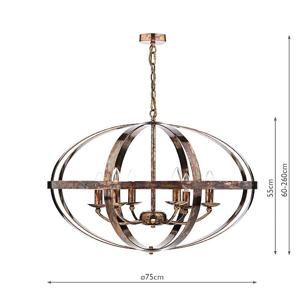 Dar Symbol 6 Light Pendant Petrol Copper – from Amos Lighting + Home