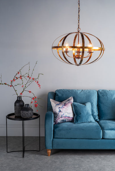 Dar Symbol 6 Light Pendant Petrol Copper – from Amos Lighting + Home