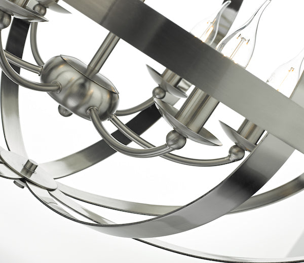 Dar Symbol 6 Light Pendant Satin Chrome – from Amos Lighting + Home