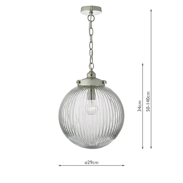 Dar Tamara Pendant Satin Nickel & Ribbed Glass – from Amos Lighting + Home