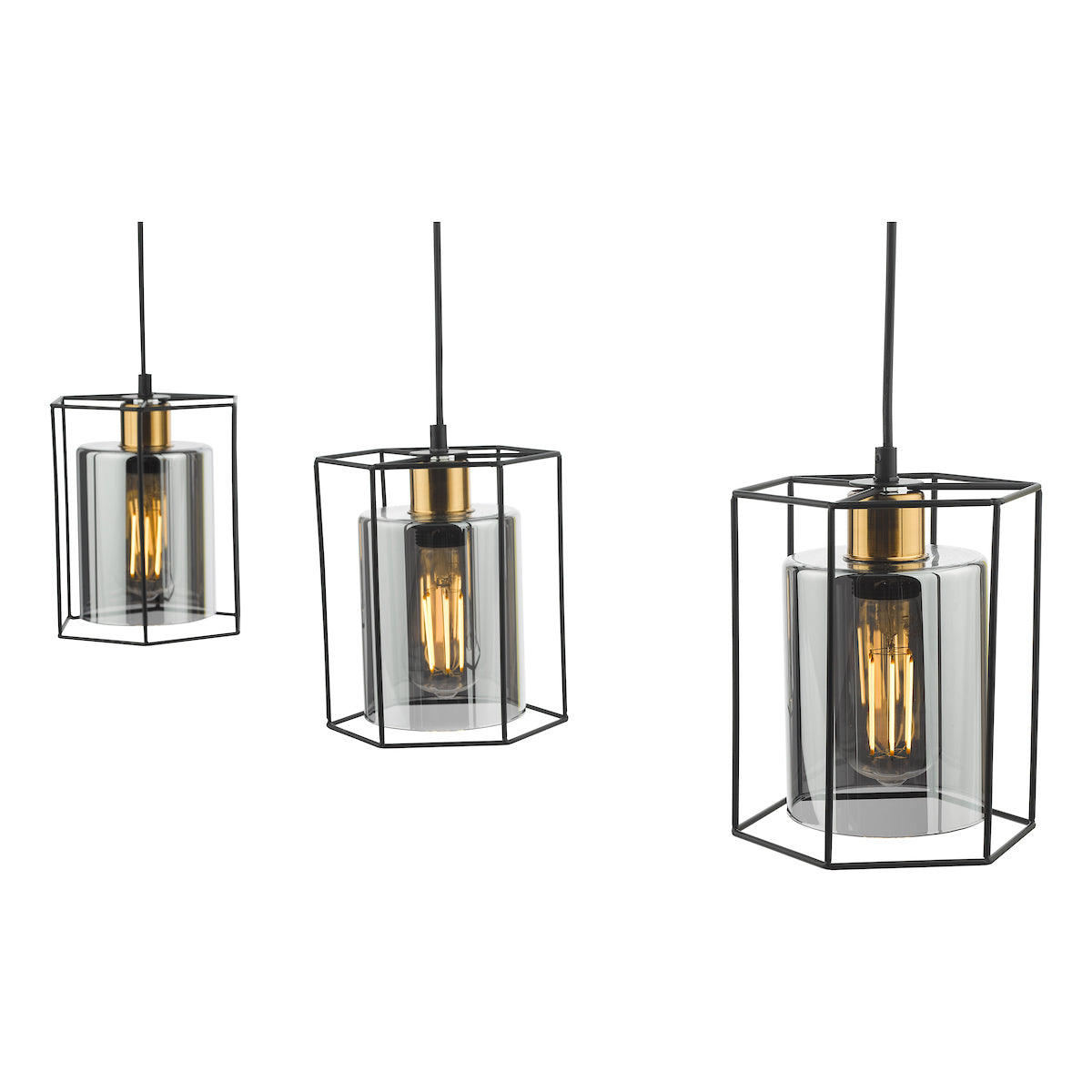 Dar Tatum 3 Light Bar Pendant Matt Black and Smoked Glass – from Amos Lighting + Home
