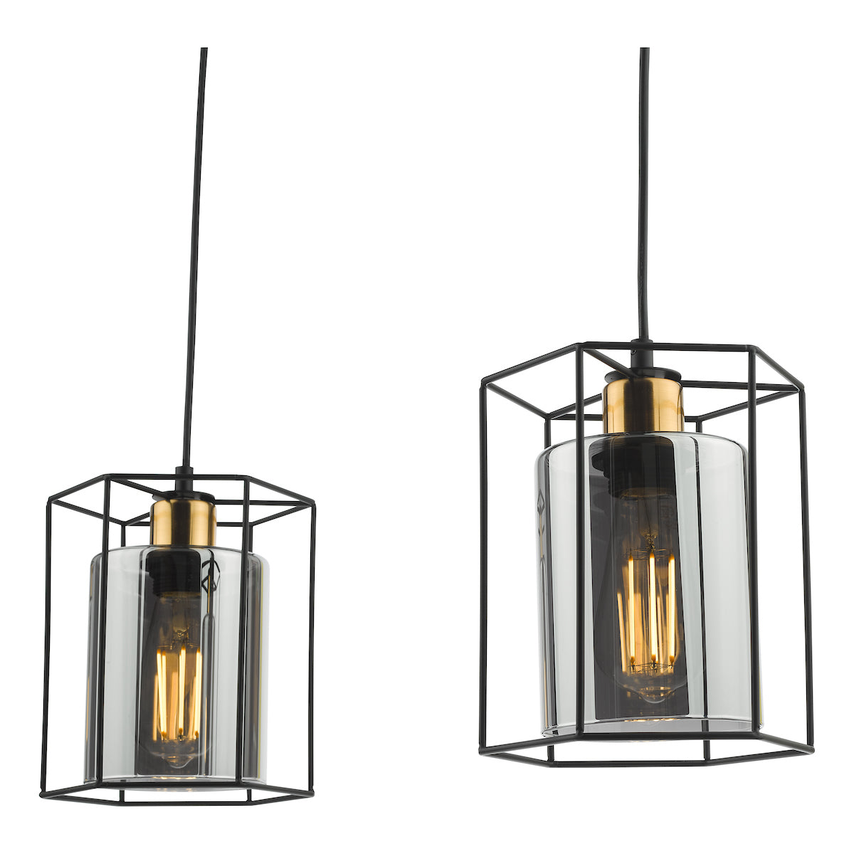 Dar Tatum 3 Light Bar Pendant Matt Black and Smoked Glass – from Amos Lighting + Home