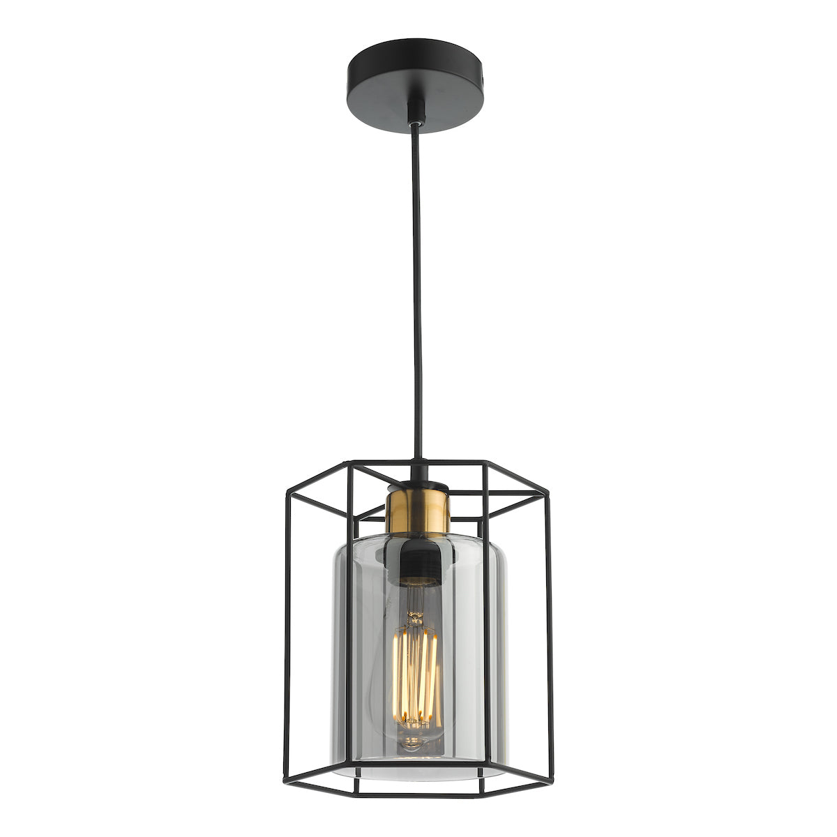 Dar Tatum Pendant Matt Black and Smoked Glass – from Amos Lighting + Home