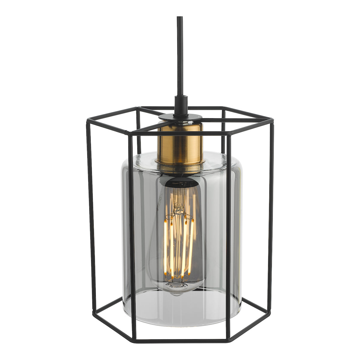 Dar Tatum Pendant Matt Black and Smoked Glass – from Amos Lighting + Home