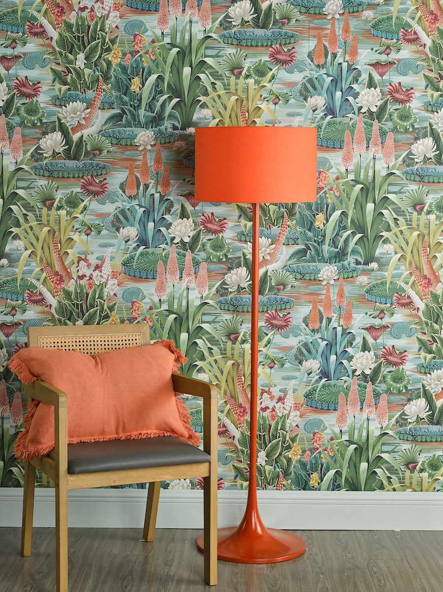 Dar Toledo Floor Lamp Satin Orange With Shade – from Amos Lighting + Home