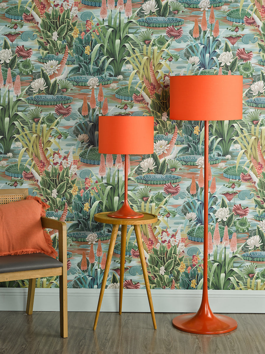 Dar Toledo Floor Lamp Satin Orange With Shade – from Amos Lighting + Home