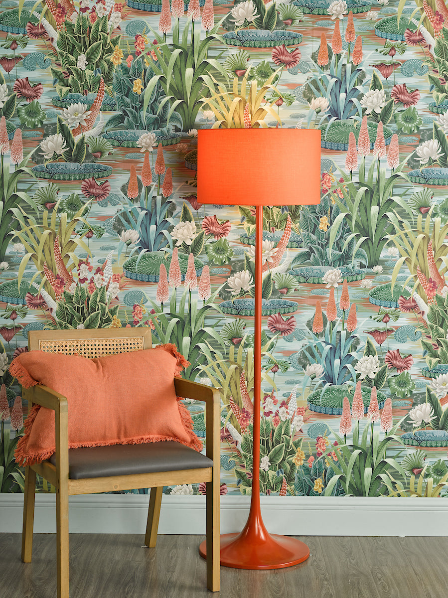 Dar Toledo Floor Lamp Satin Orange With Shade – from Amos Lighting + Home