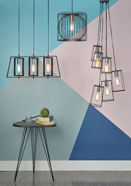 Dar Tower 6 Light Cluster Pendant Black and Copper – from Amos Lighting + Home