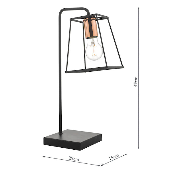 Dar Tower Table Lamp Black and Copper – from Amos Lighting + Home