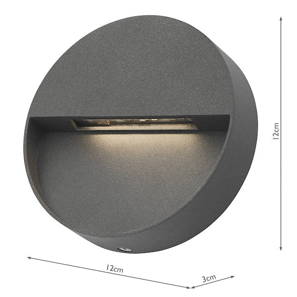 Dar Ugo Outdoor Wall Light Round Eyelid Anthracite IP65 LED – from Amos Lighting + Home
