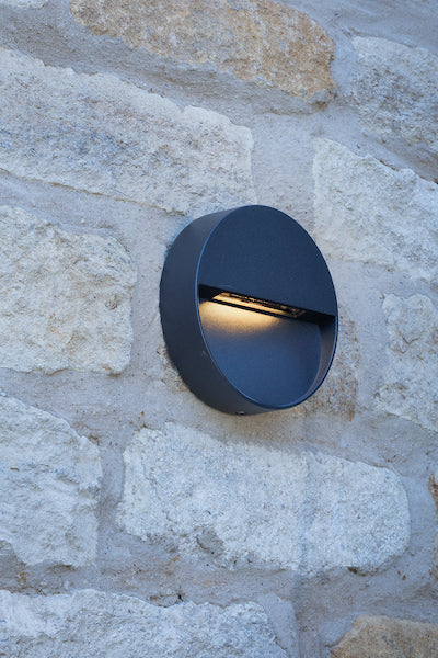 Dar Ugo Outdoor Wall Light Round Eyelid Anthracite IP65 LED – from Amos Lighting + Home