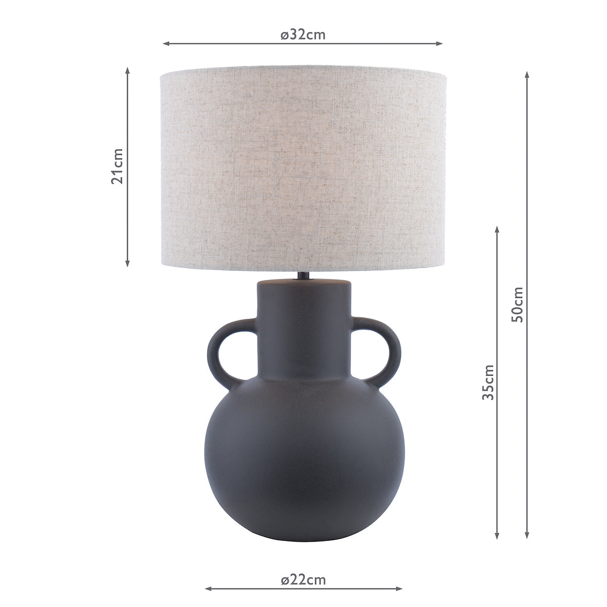 Dar Urn Ceramic Table Lamp Black With Shade – from Amos Lighting + Home