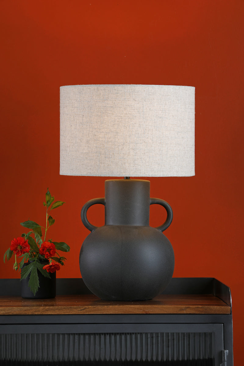 Dar Urn Ceramic Table Lamp Black With Shade – from Amos Lighting + Home