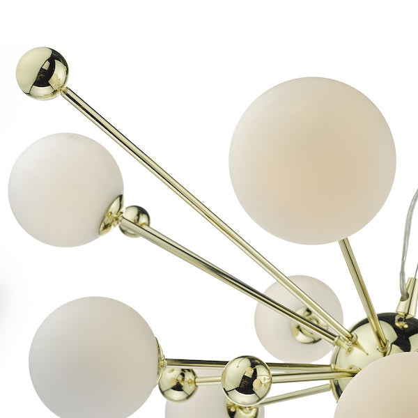 Dar Ursa 10 Light Sputnik Pendant Chandelier Polished Gold Opal Glass – from Amos Lighting + Home