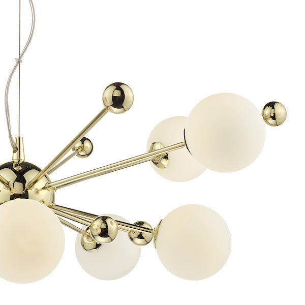 Dar Ursa 10 Light Sputnik Pendant Chandelier Polished Gold Opal Glass – from Amos Lighting + Home