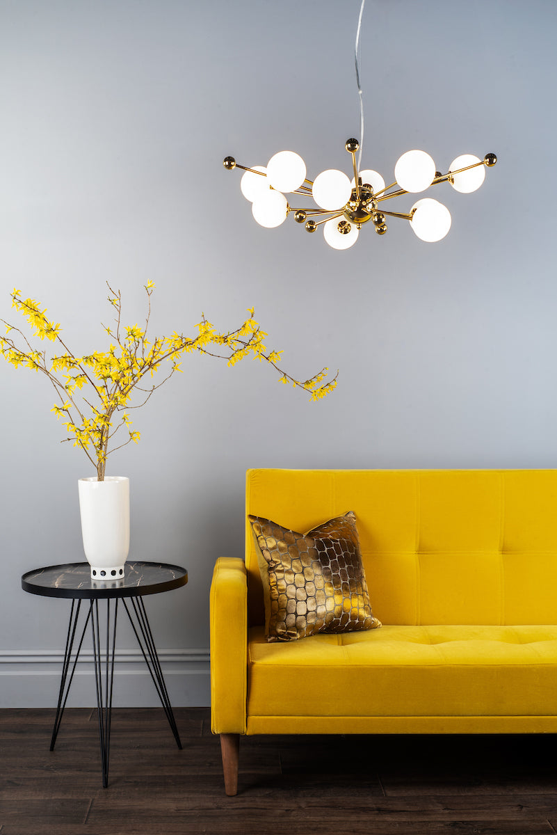 Dar Ursa 10 Light Sputnik Pendant Chandelier Polished Gold Opal Glass – from Amos Lighting + Home