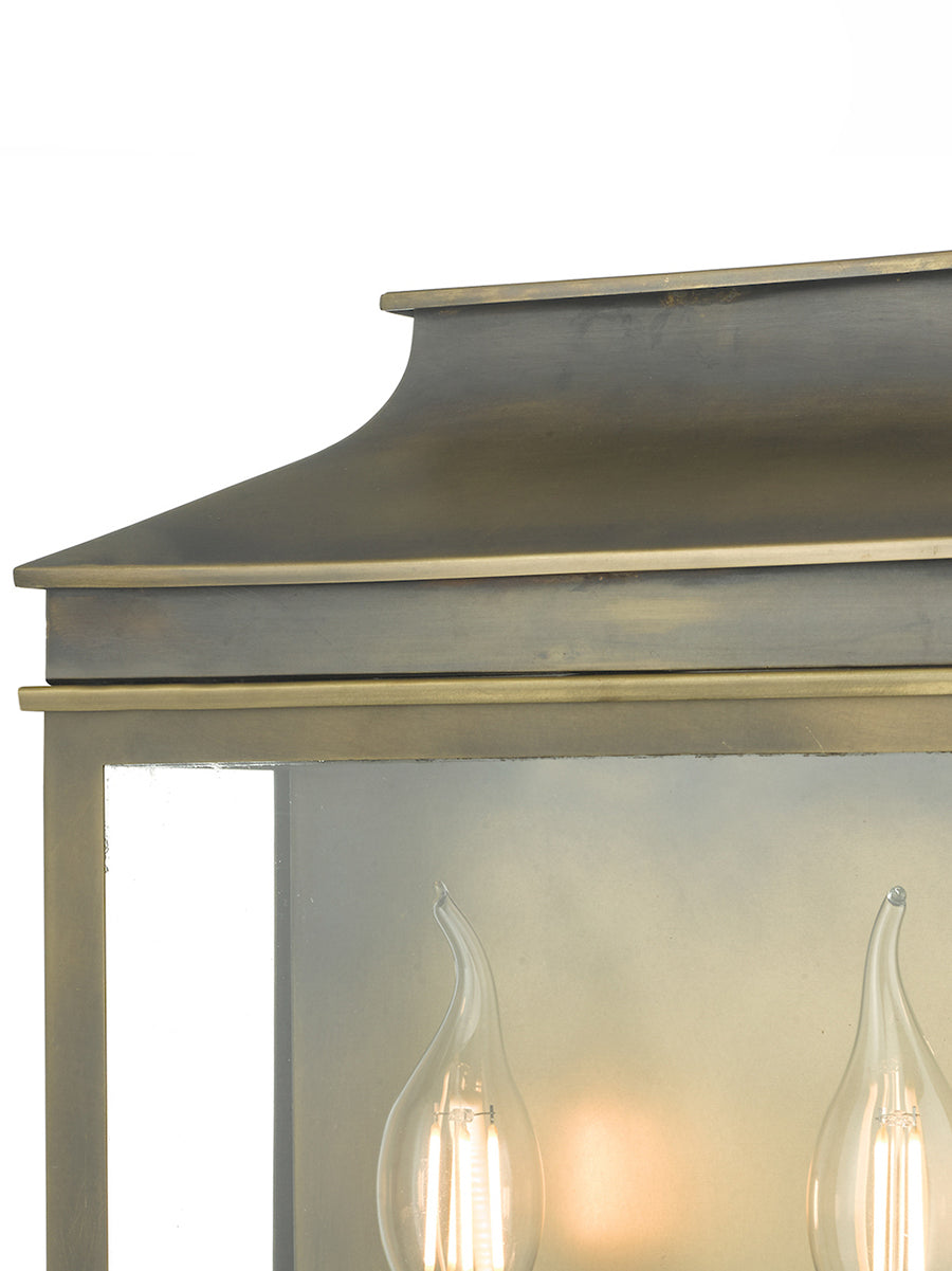 Dar Vapour 2Lt Coach Lantern Outdoor Wall Light Weathered Brass IP44 – from Amos Lighting + Home