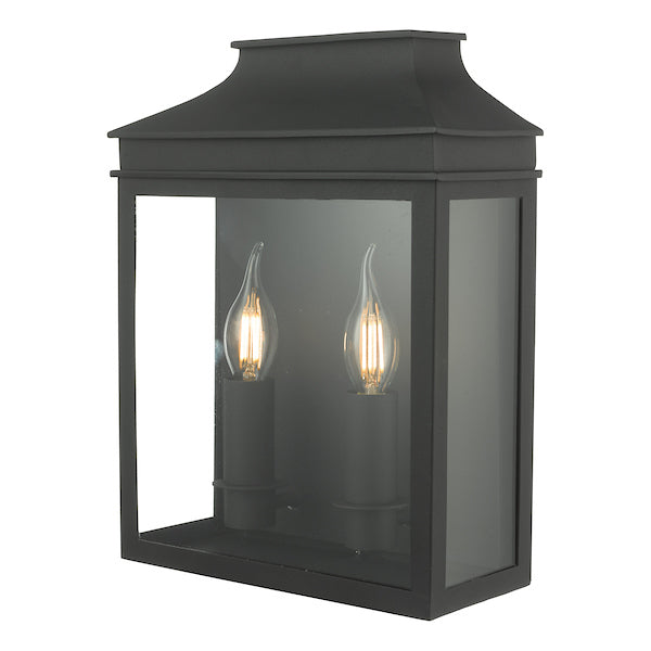Dar Vapour 2Lt Coach Lantern Wall Light Black IP44 – from Amos Lighting + Home