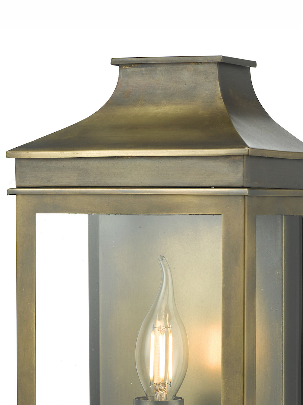 Dar Vapour Coach Lantern Wall Light Weathered Brass IP44 – from Amos Lighting + Home