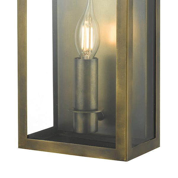 Dar Vapour Coach Lantern Wall Light Weathered Brass IP44 – from Amos Lighting + Home