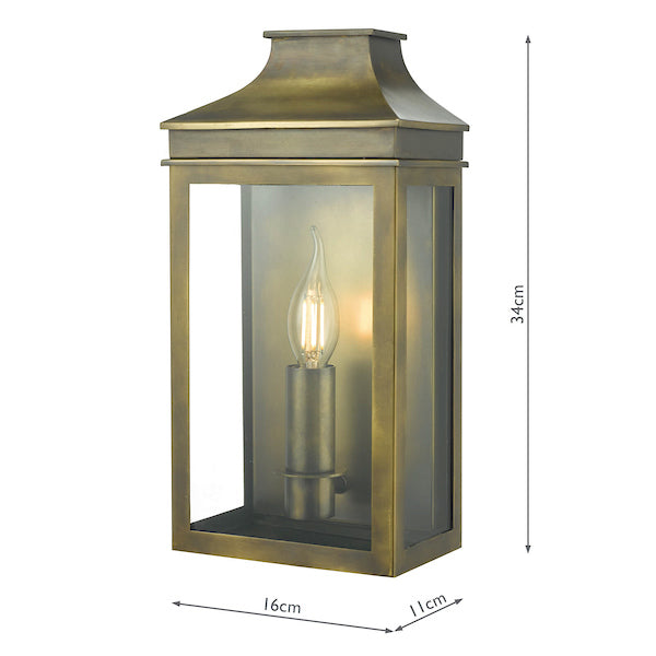 Dar Vapour Coach Lantern Wall Light Weathered Brass IP44 – from Amos Lighting + Home