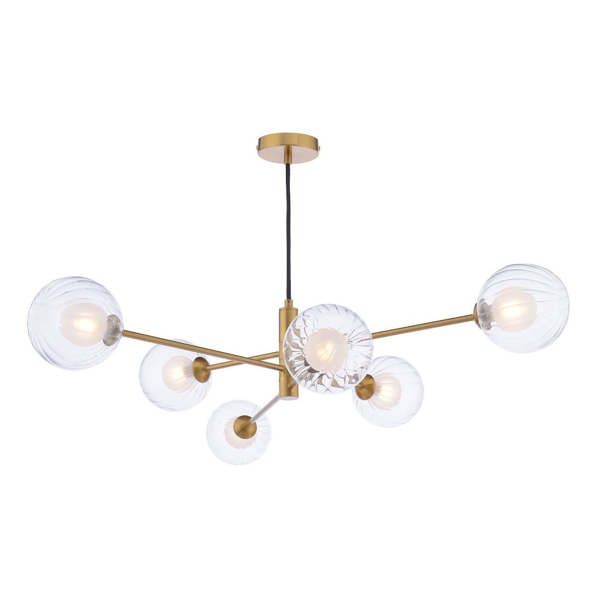 Dar Vignette 6 Light Pendant Aged Brass & Clear/Opal Glass – from Amos Lighting + Home